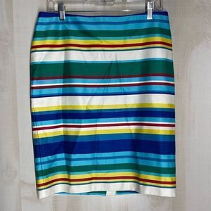 Talbots‎ blue green striped skirt, size 10 petite